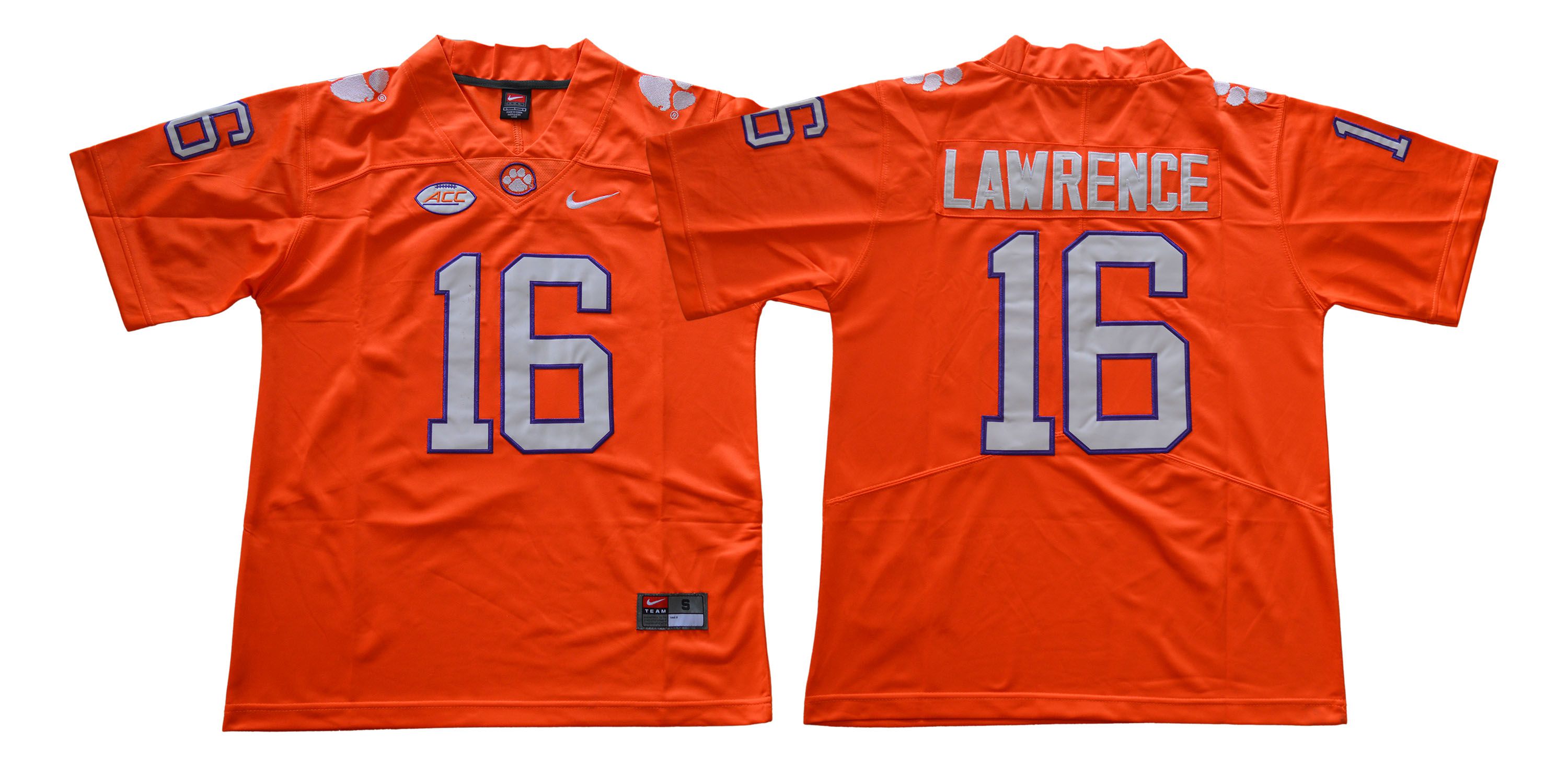 Men Clemson Tigers #16 Lawrence Orange NCAA Jerseys